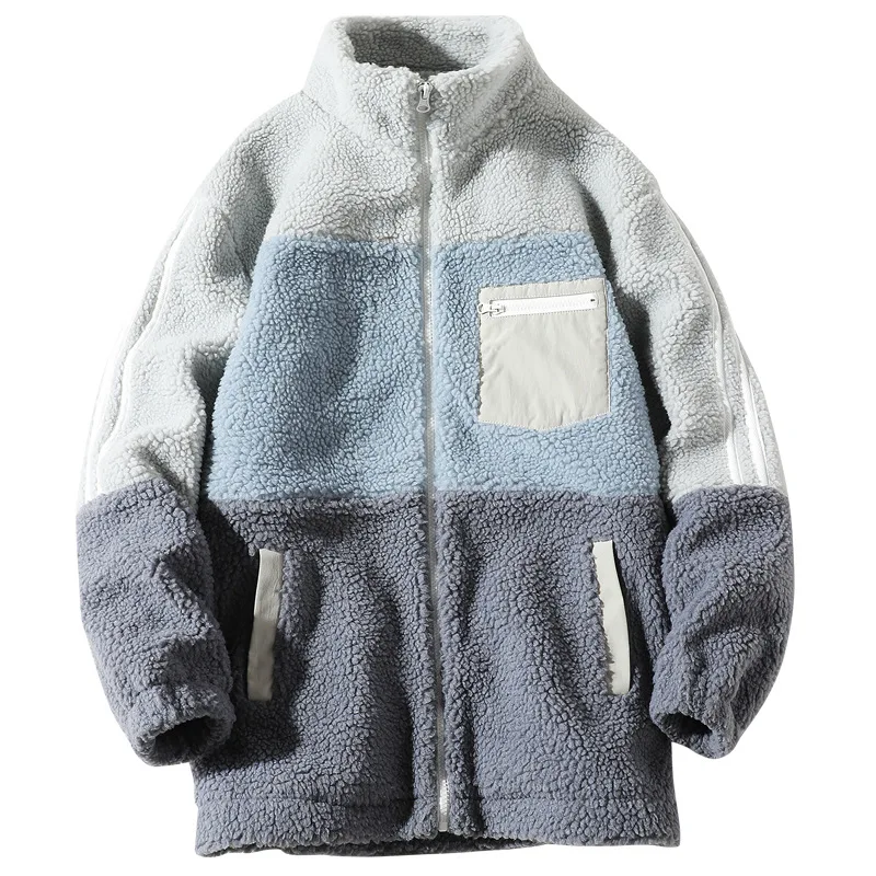 

2021 Winter Men's Faux Cashmere Trendy Fashion Loose Thick Warm Multicolor Jacket