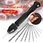 11 шт. Мини Микро алюминиевая ручная дрель для ювелирных изделий ручной сверлильный патрон мини ручная дрель с твист сверлами вращающиеся инструменты
