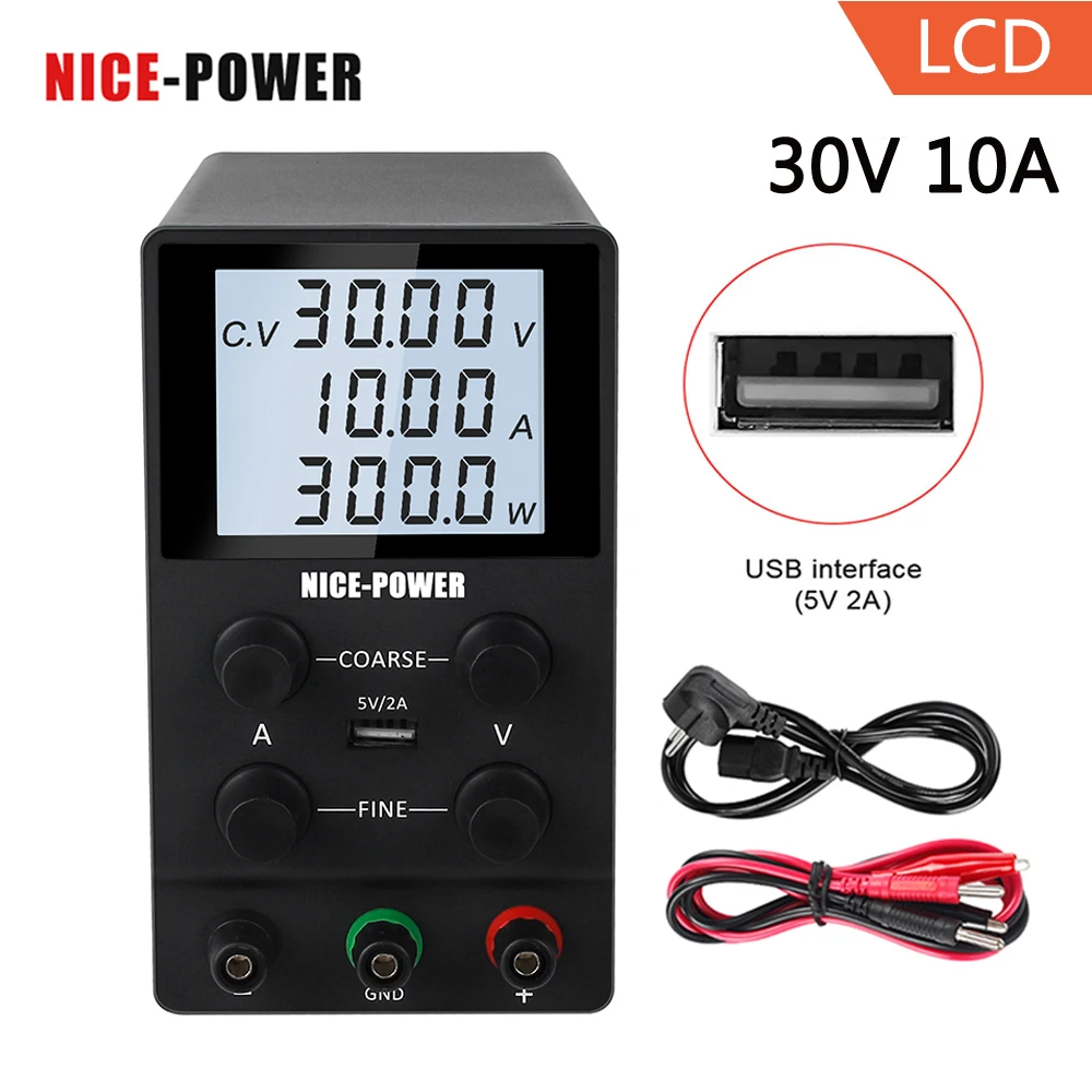 Новый черный USB Источник питания постоянного тока для лаборатории 30 в 10 А