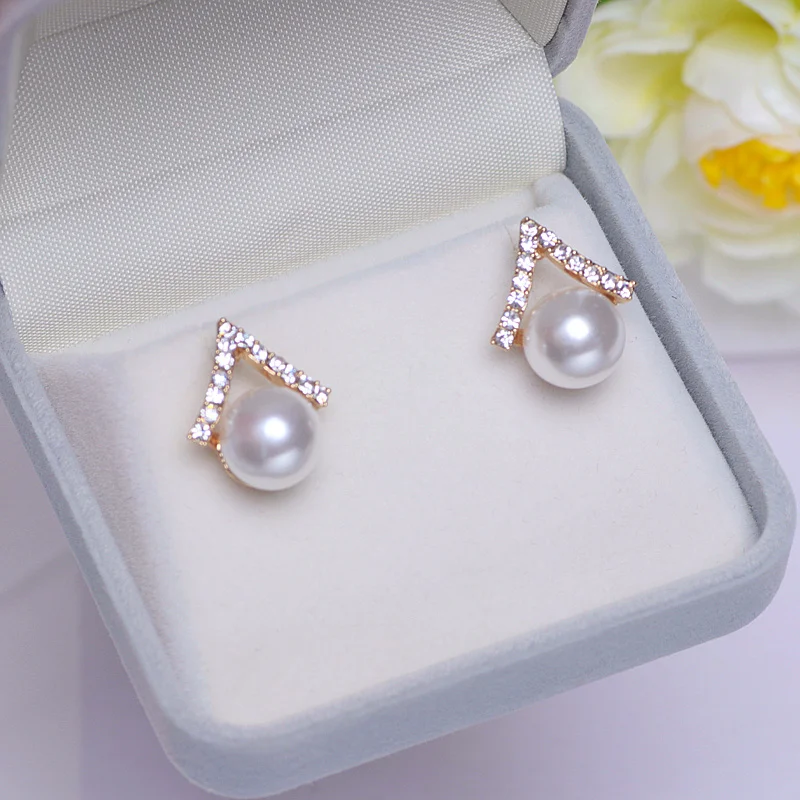 Женские серьги гвоздики с искусственным жемчугом|Серьги-гвоздики| |