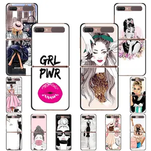 girl boss black pc hard cover for samsung galaxy z flip z flip3 5g foldable phone case zflip 6 7 fold shell coque capa free global shipping