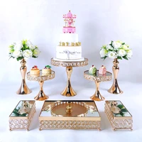 6pcs 13pcs wedding cake stand set gold mirror metal cupcake beautiful tray dessert display decoration tools