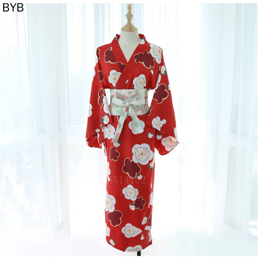 Женское сексуальное японское кимоно Yukata Cosplat костюмы платье с поясом женский