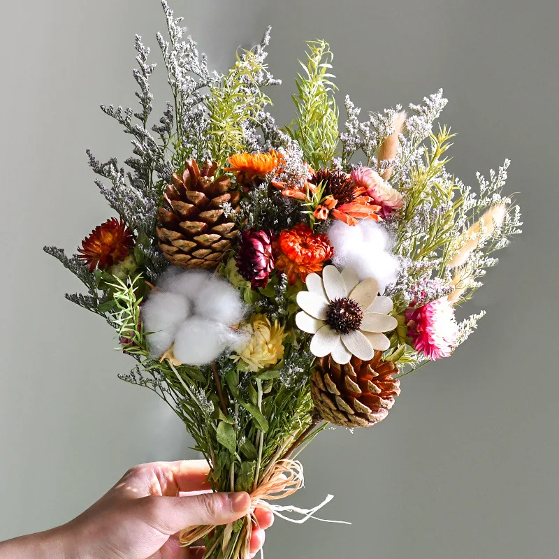 

Ins Real Natural Colorful Dried Flower Home Wedding Party Decorations Creative Valentine's Day Bouquet Photo Props