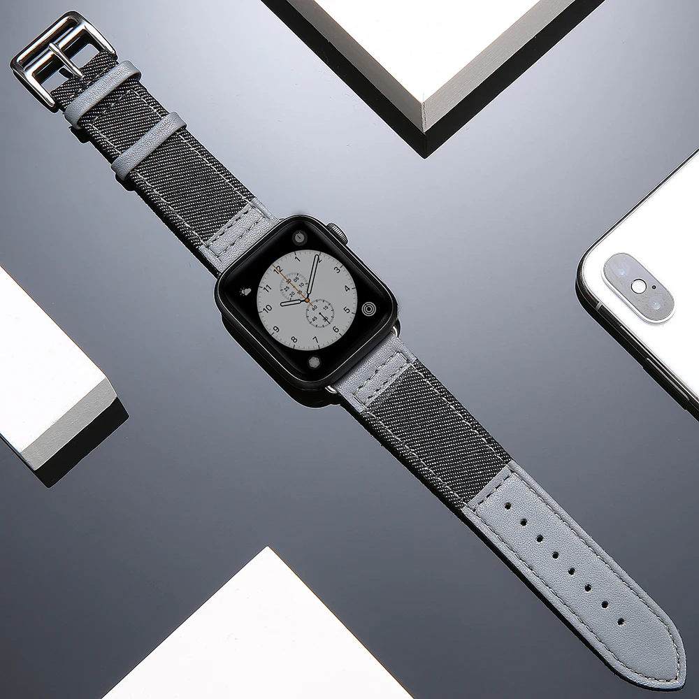 

strap for apple watch Band 44mm 40mm Italy plaid Genuine leather bracelet belt iwatch series SE 5 4 3 38mm 42mm watchband