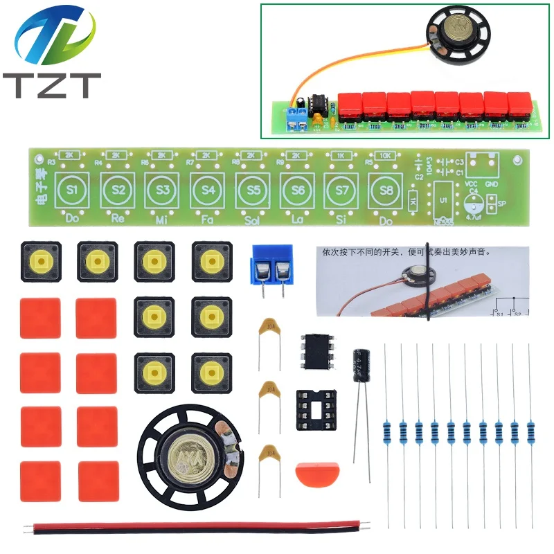 TZT 1 компл. DIY Kit NE555 компонентная электроника Модуль электрического пианино |