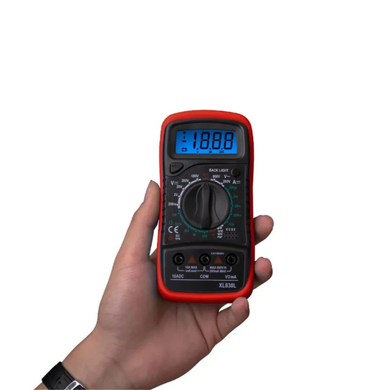 1PCS LCD Digital Multimeter XL830L AC/DC Current Ammeter Voltage Resistance Capacitance Volt Amp Ohm Meter with Tester Probe