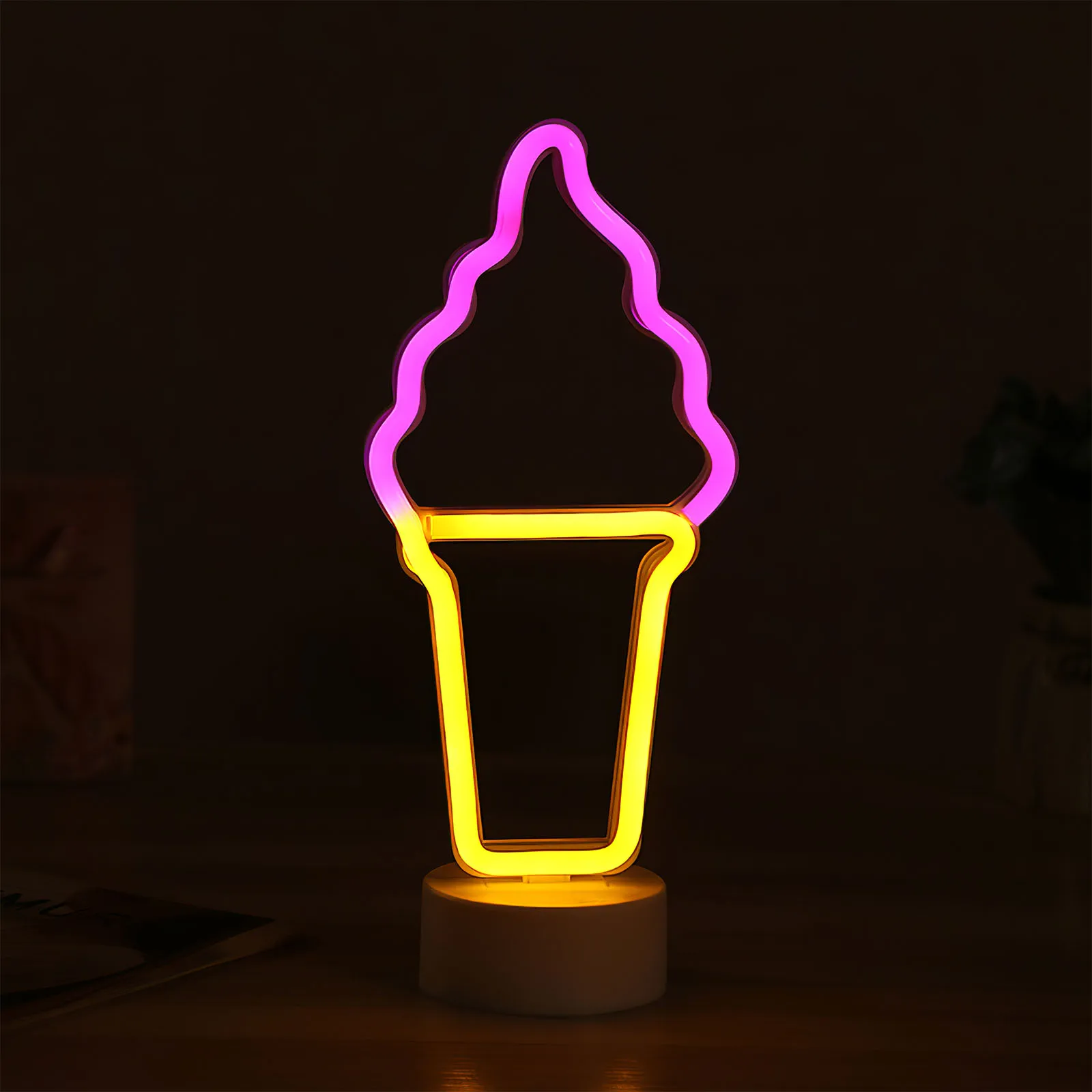 

Милая неоновая вывеска, светодиодный оновая светодиодная подсветка для мороженого, декоративная подсветильник ка для мороженого, беспрово...