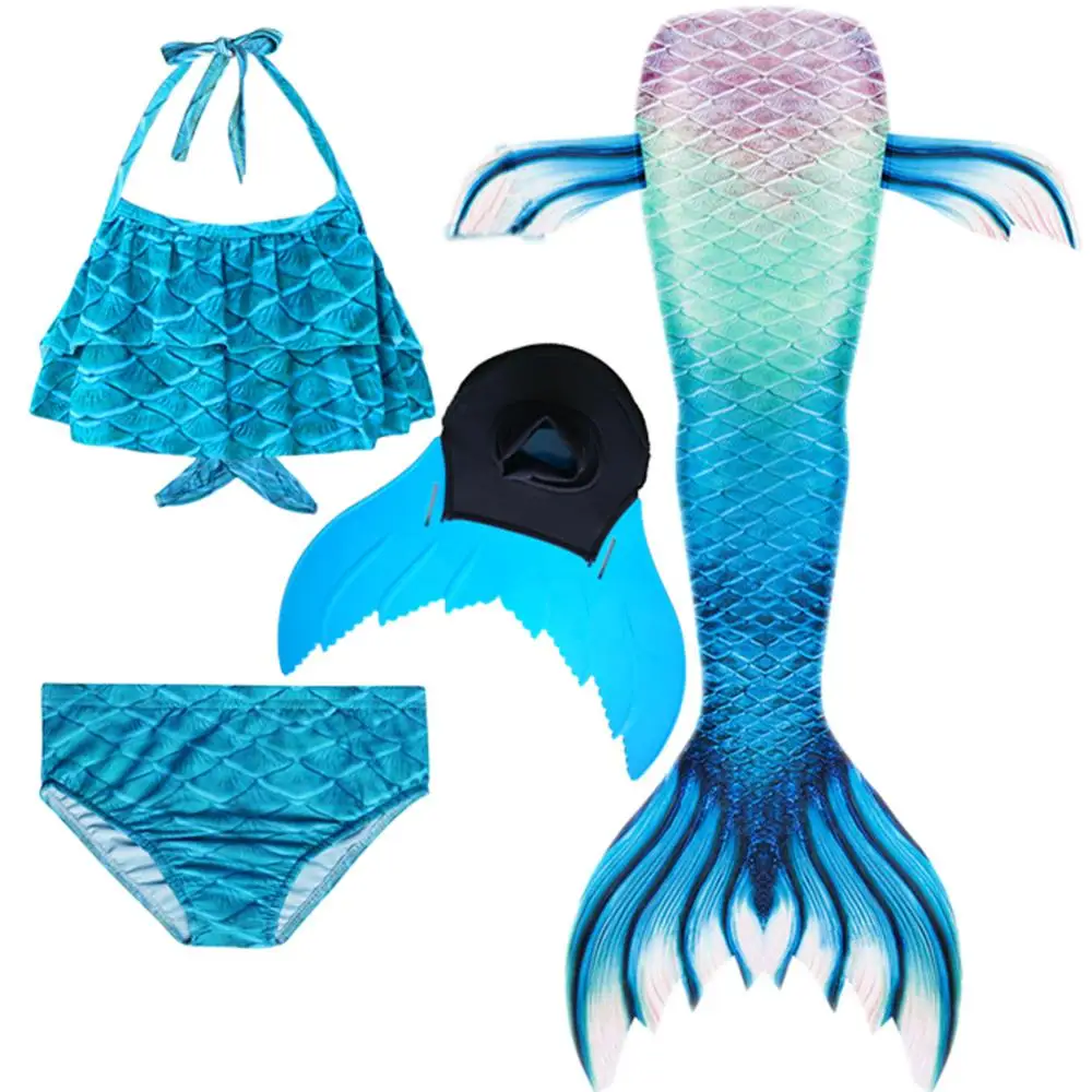 

NEW Arrival! High Quality Fancy Mermaid Tail Kids Girls Swimming Suit as Mermaid Cosplay costumes swimwear with monofin