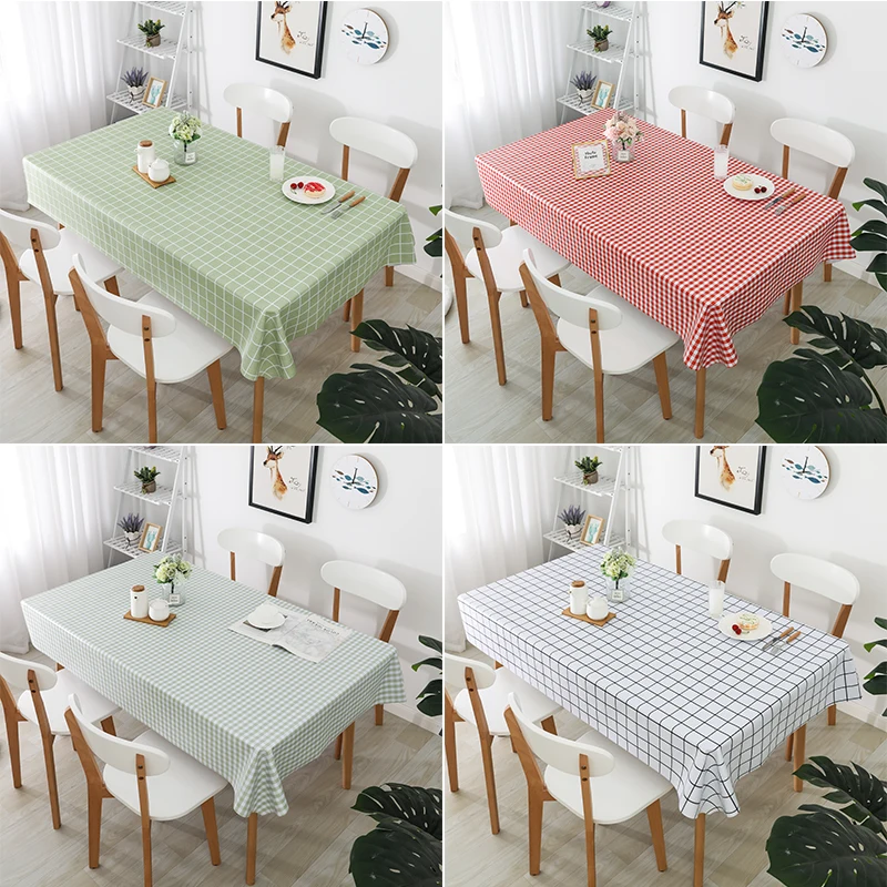

PVC Tablecloth for Coffee Table PVC Plaids Rectangular Tablecloths Oilcloth Waterproof Table Cover For Home Kitchen Living Room