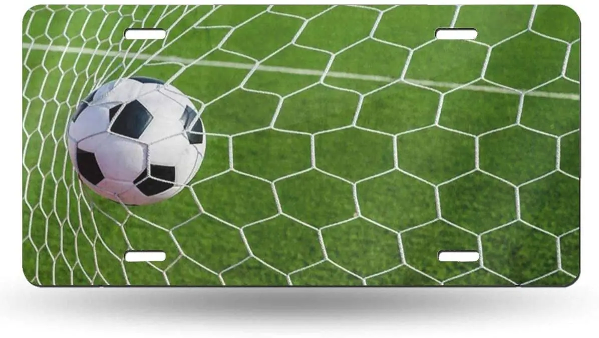 

yunsu Soccer Football in Goal License Plate,car Decor Personalise Tag,Novelty Car Front License Plate Metal Aluminum Car Plate