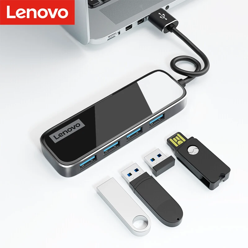 Lenovo-HUB USB 3,0 con 4 puertos, divisor Multi USB de alta velocidad...