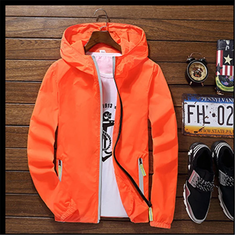 

Summer Thin Jacket Men Women Plus Size 7XL Top Red Gray 21 New Couples Reflective Sunscreen For Outdoor Sports Hooded Coat GH218