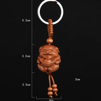 lucky pendant 2019 pig of year carving wood key ring wood pig treasure key chain gift decor for key bag for men women