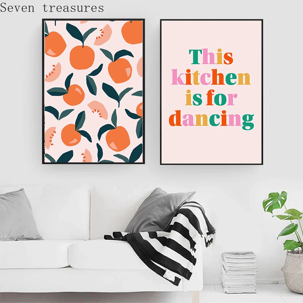 

Настенная картина с изображением оранжевых фруктов на кухне, скандинавские постеры с изображением канвасцитата и принты для кухни, картина...