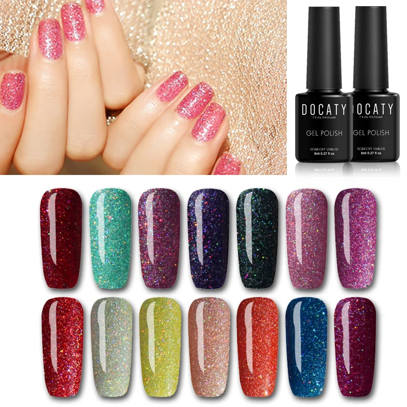 Гибридный неоновый Блестящий Гель лак Docaty яркий для дизайна ногтей УФ лампа гель