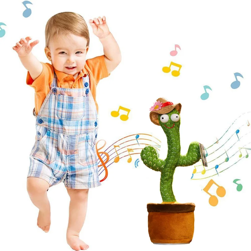 Juguete de Cactus para bailar, canto el&eacute;ctrico, 120 canciones, grabaci&oacute;n luminosa de Cactus para aprender a hablar, peluche giratorio-1