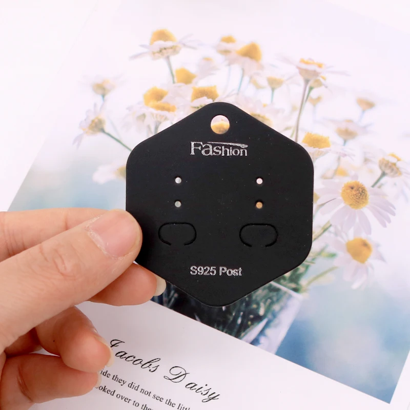 

Модная печать 5*5,5 см 100 шт./лот, черные бумажные серьги, карты, серьги, аксессуары, дисплей, сделай сам, органайзер, карты, бирки