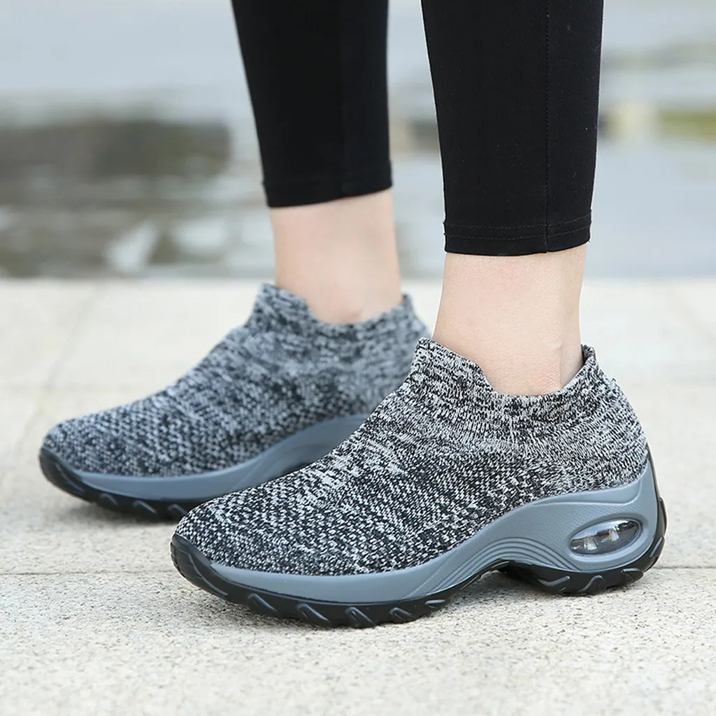

Mesh Air Cushion Women Canvas Shoes Women Arch Support Flats Dance Ladies Spring / Autumn Shoes Knit Sneakers Walk 36-42 Dance