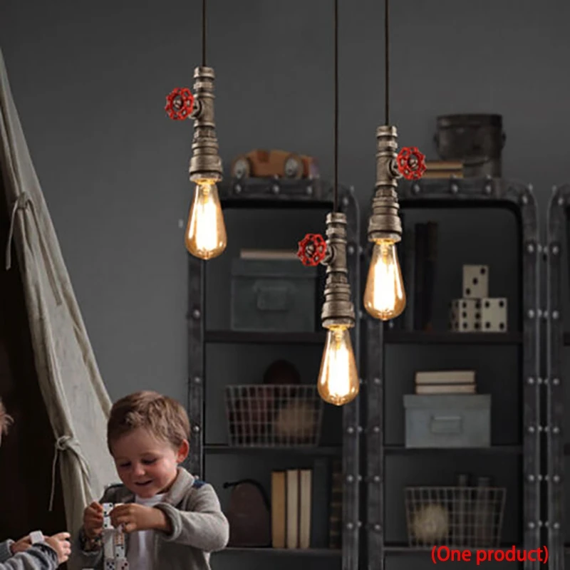 

TOP Water Pipes Pendant Light Industrial Hanging Pipe Ceiling Lamp Loft Light For Balcony Stairs Cafe Bar Bedroom