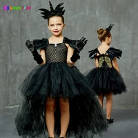 fallen angel dark gothic black halloween tutu dress glitter wings girls halloween evening party ball gown evil witch costume
