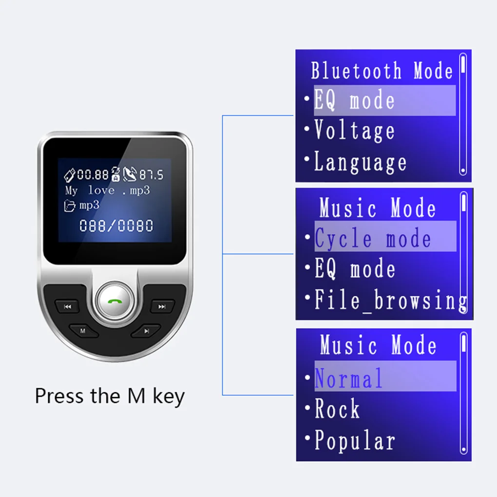 Автомобильный MP3 плеер с ЖК экраном 1 44 дюйма Bluetooth громкой связью музыкальный