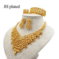 jhplated women exquisite luxury dubai jewelry set of gold color india nigeria african jewelry accessories wedding gift wholesale