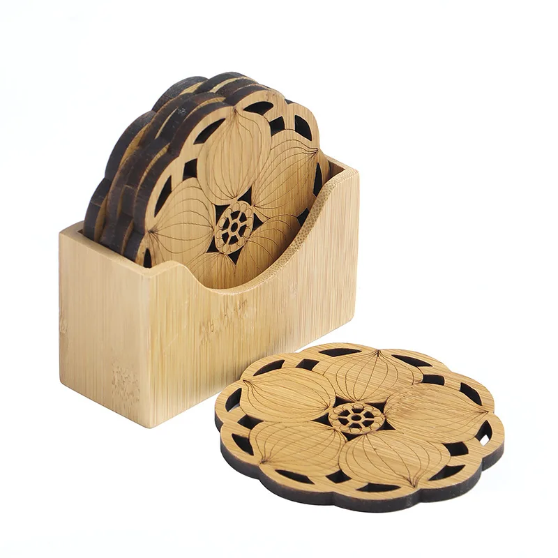 

Bamboo coaster, anti-scald insulation pad, creative carving Zen tea mat, cup holder, pot mat, tea ceremony, tea set accessories