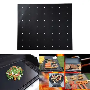 bbq grill mat nonstick grilling mat with holes fireproof cleanable reusable barbecue grill pad works on electric gas grills free global shipping
