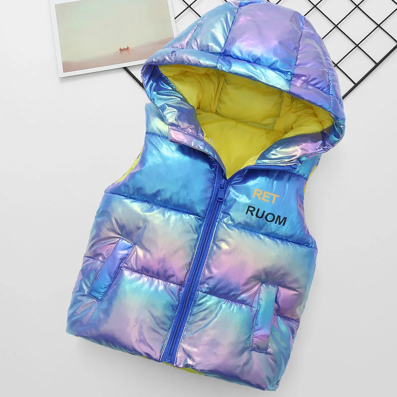 

Multicolour Kids Warm Vest Winter Colorful Children Waterproof Girls Sleeveless Jacket 2-10 Years Outerwear Baby Waistcoat 2021
