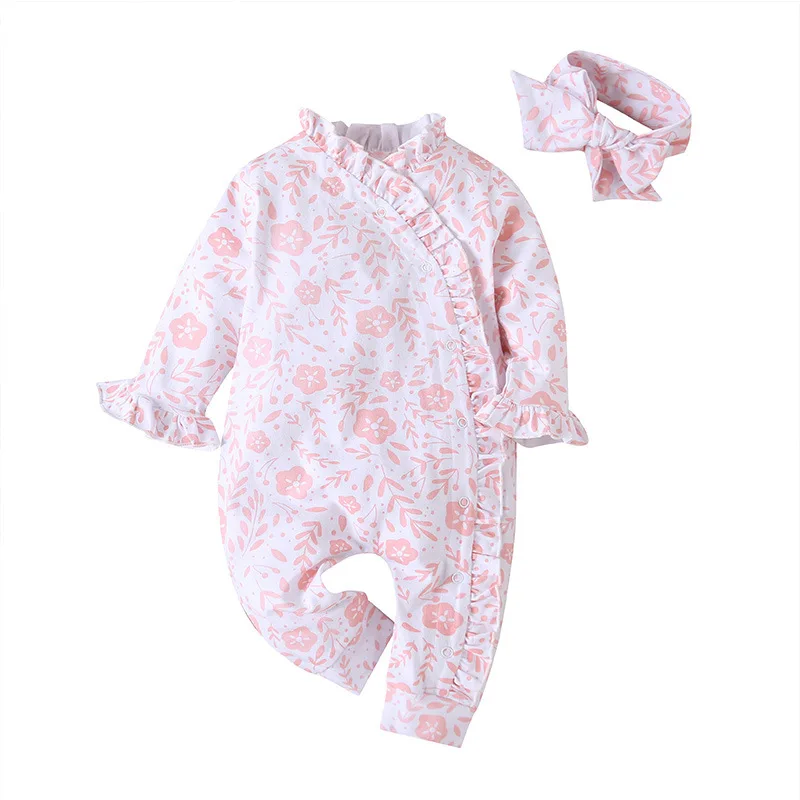 

2020 Autumn Baby Infant Rompers Baby Boys Clothes Long Sleeve Print Pink Cute Baby Clothes Rompers Kids Baby Costume 0-12M