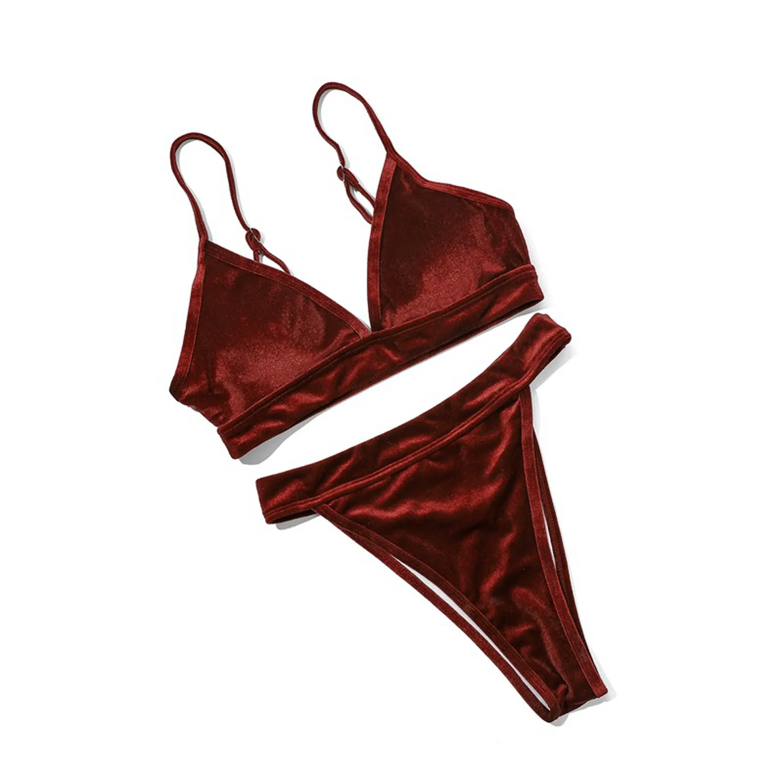 Женский контрастный комплект бикини купальник пуш-ап пляжная одежда бархатное