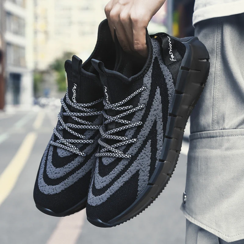 

sapatos genuine sports sport man Light for sale 2020 of hombre male men shoe leather shoes shockproof on Shoes knitting black