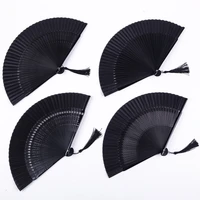 portable chinese traditional dancing wedding hand held fan vintage folding round bride tassel fan art chinese home decor