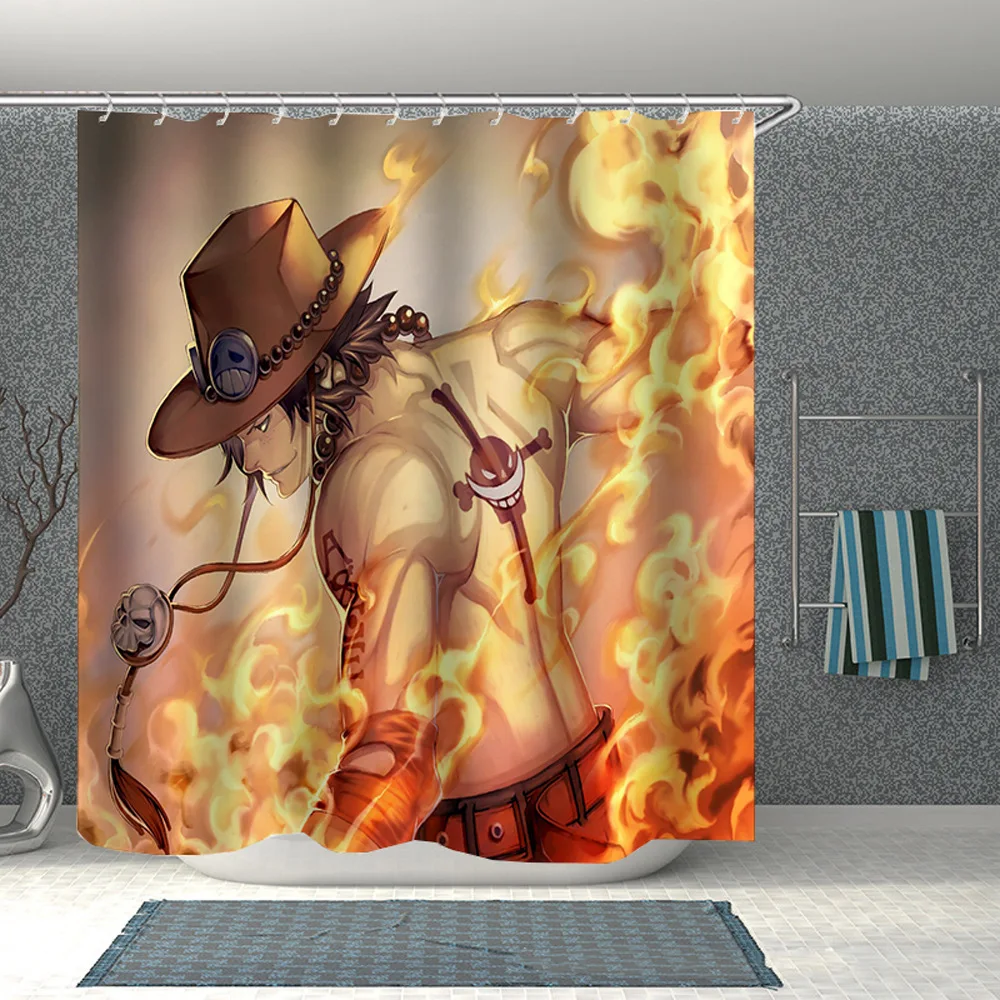 Популярная душевая занавеска из полиэстера с 3D-принтом в стиле аниме зеркальная