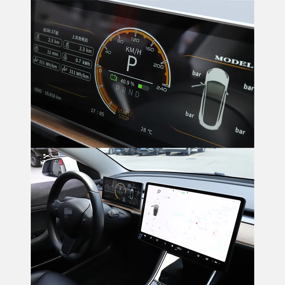 Instrument Panel for Tesla Model 3 /Y Dashboard HUD Heads Up Display Gauge Cluster Performance Digital LCD Best DIY Style