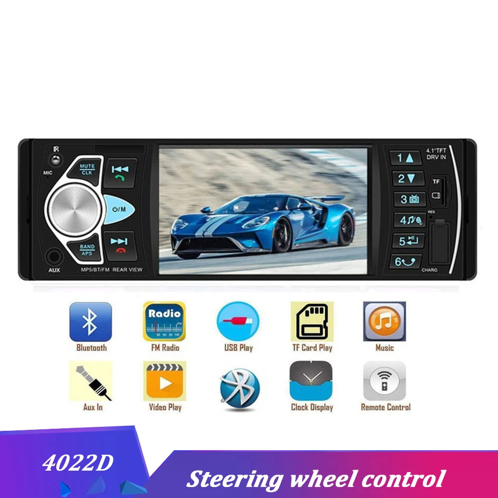 Автомагнитола 1 Din 4022D с поддержкой камеры заднего вида и Bluetooth|Автомобильные
