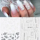 5D Подвески тисненый цветок наклейки для ногтей кружево цветок кружева белый Выгравированный дизайн с текстурированной слайдер наклейки для маникюра