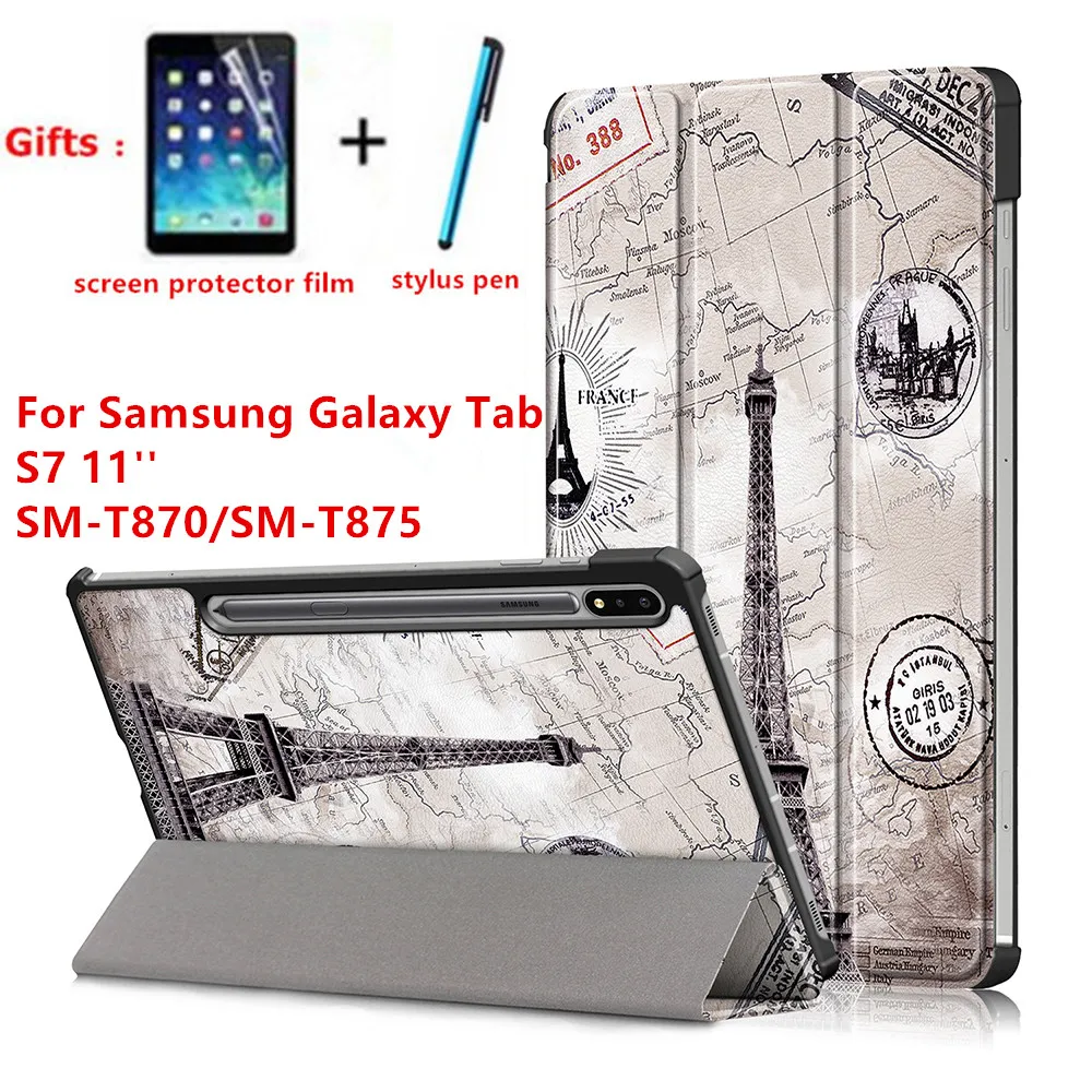 

Умный чехол для samsung galaxy tab S7 T870 T875, подставка для планшета, Магнитный чехол для samsung galaxy tab S7 11 дюймов + Защитная пленка для экрана