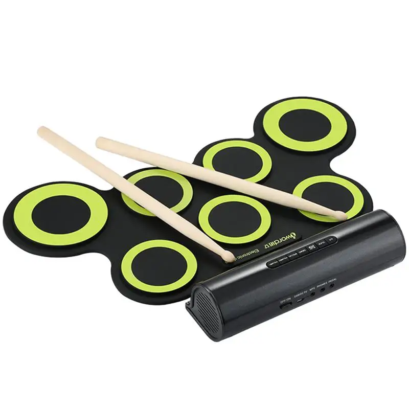 

1 Pc Jazz Drum Portable Dual Speaker Hand Roll-Up Electronic USB Folding Drum Jazz Drum For Home School Jazz Drum