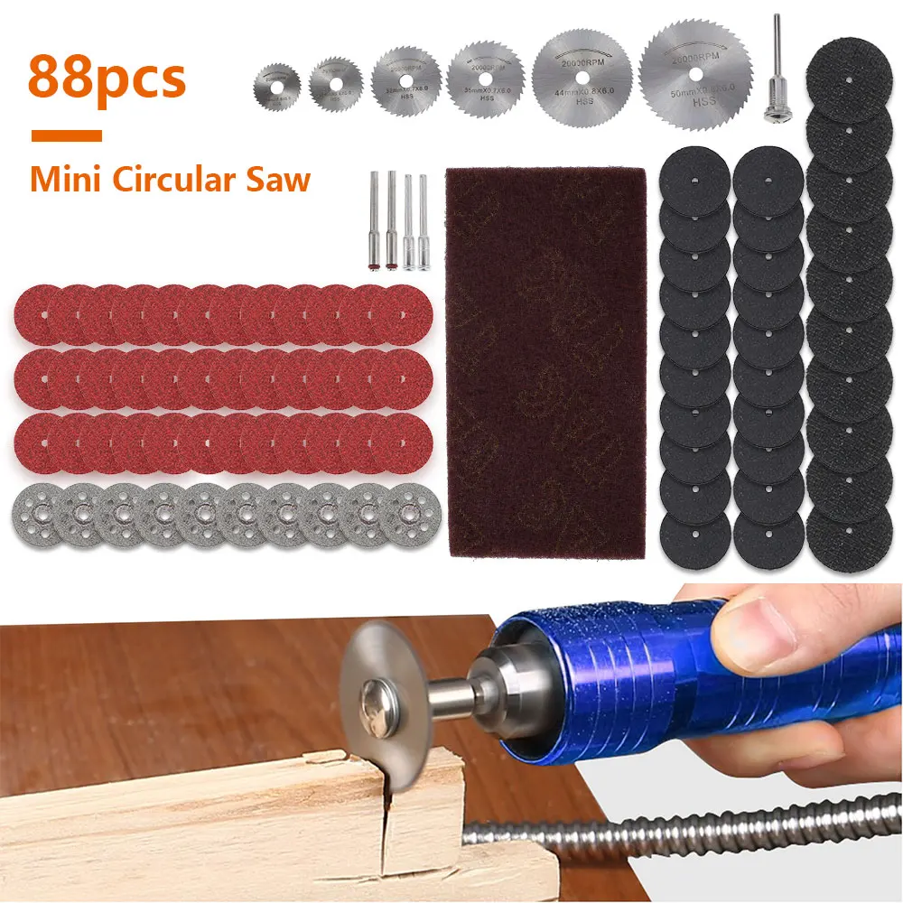 

88pcs Cutting Wheels Tool Cutting Disc For Rotory Accessories Diamond Grinding Wheel Rotary Circular Saw Blade Abrasive Disc