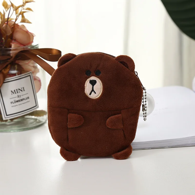 

Soft Plush Cartoon Rabbit Bear Women Coin Purse Mini Cute Oval Zipper Children Girl Coin Wallet USB Cable Headset Bag