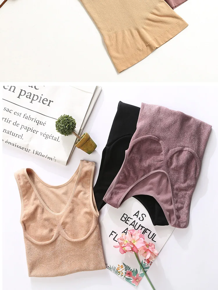 Зимний бархатный жилет Женский УТЕПЛЕННЫЙ ТОП хлопковое нижнее белье с