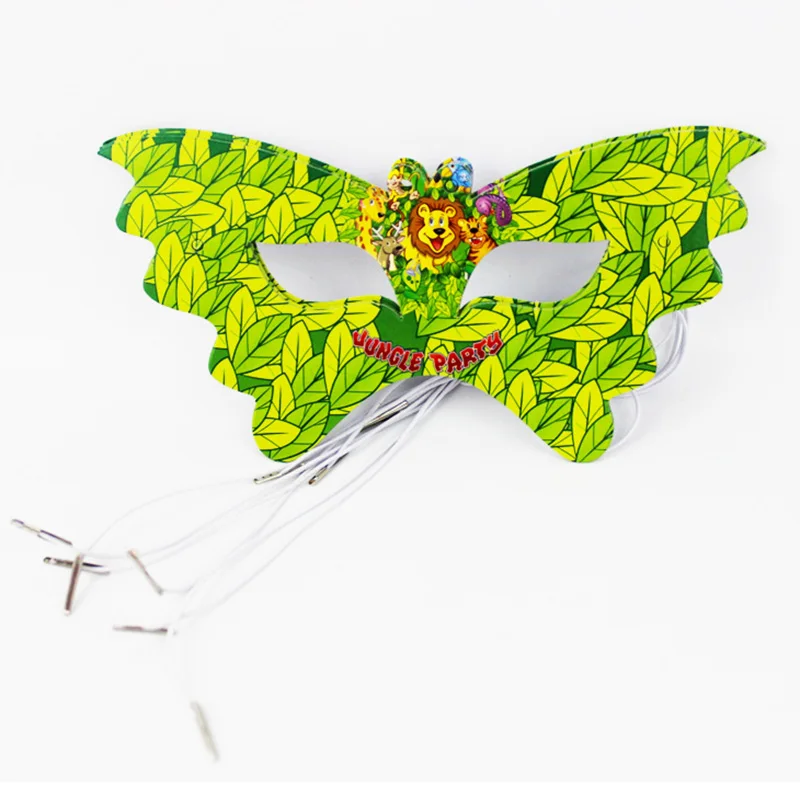 paper mask 6pcs Новые прекрасные джунгли животные тарелки для вечеринки салфетки чашки попкорн коробка Лев вечерние флаг посуда для детского дня рождения вечерние поставки - Цвет: paper mask 6pcs