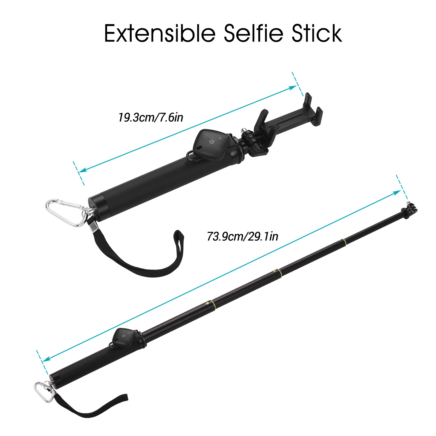 Waterproof Dry Bag Cell Phone Pouch Case &amp Extendable Selfie Stick with BT Remote Control Lanyard for Swimming Diving Travel |