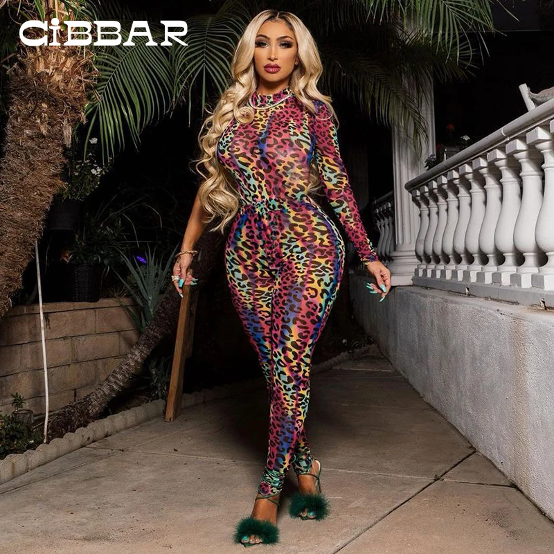 

Женский Облегающий комбинезон с леопардовым принтом, в стиле ретро