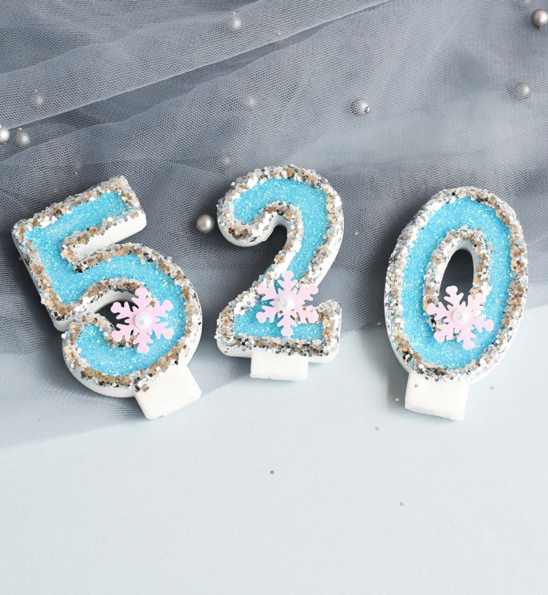 

Confessio Numbers 0-9Birthday Sequined Ssnowflake Inlay Candles Cake Topper Insert Creative Party Dessert Table Candle Ornaments