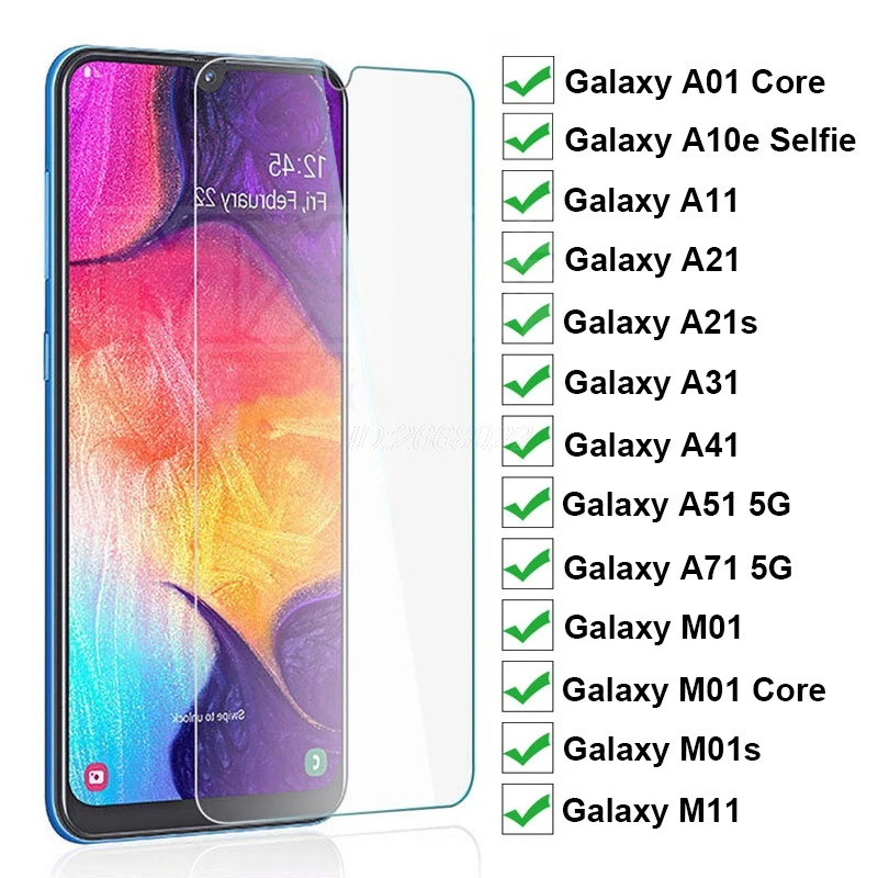 Закаленное стекло для Samsung Galaxy M01 S Core M11, Защитное стекло для Galaxy A71, A51, A41, A31, A21s, A21, A11, A01 Core, A10e, селфи