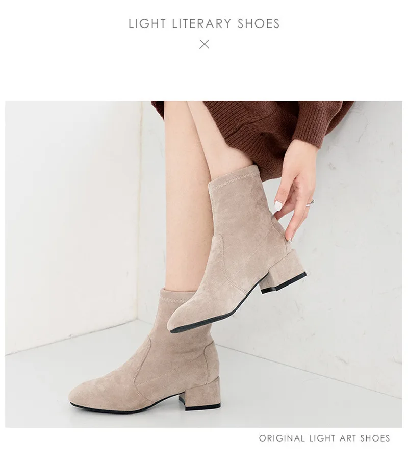 Botas mujer invierno; коллекция года; женские зимние ботильоны на меху; женские ботинки на высоком каблуке; однотонная женская обувь; цвет синий, черный