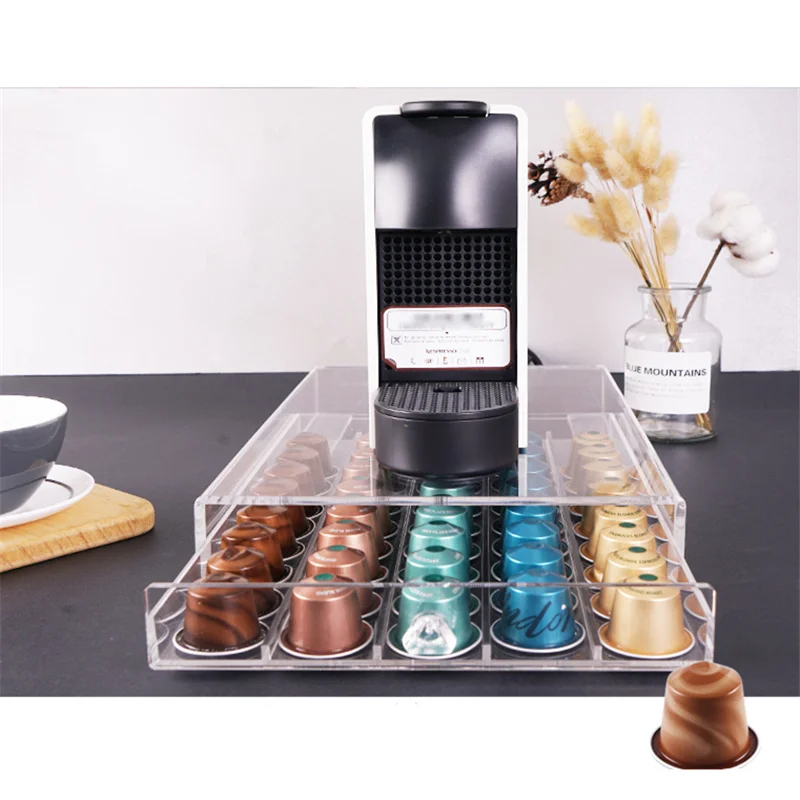 

Coffee Storage Pods Transparent White Drawers For Nespresso Coffee Organizer Box Holder Household Capsule Accessories